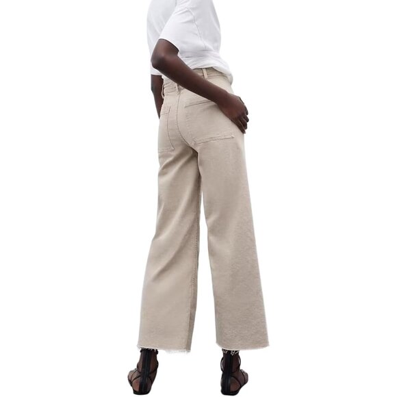 Women's Stretch Wide Leg Jeans High Waisted Casual Trousers Durable Denim - Picture 2 of 5